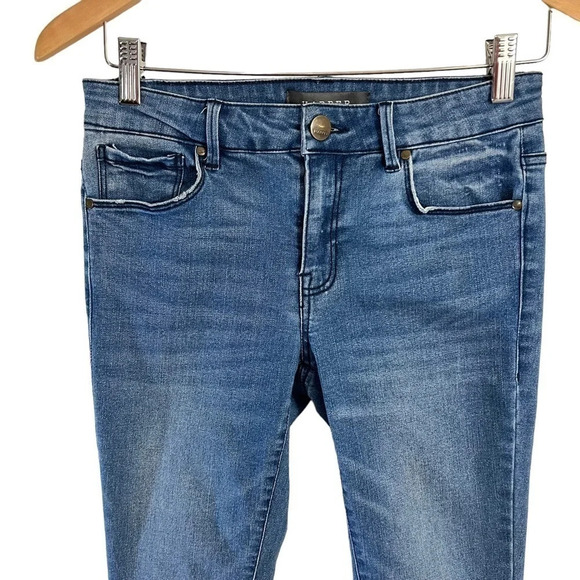 Harper Cropped Jeans Size 26 Skinny Light Wash Stretch Striped Hem Blue Denim - Picture 3 of 7